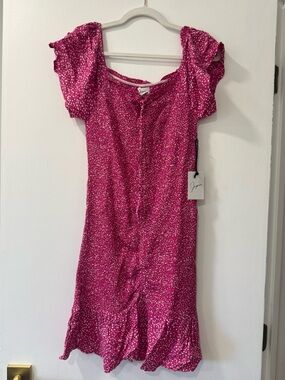 Japna Hot Pink Speckled Ruffle Dress